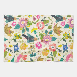 Landvogels en bloesems kleurige handdoeken