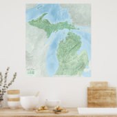 Landvormen van Michigan Poster (Keuken)