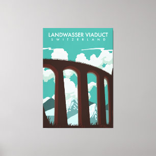 Landwasser Viaduct Zwitserland T-Shirt Canvas Afdruk
