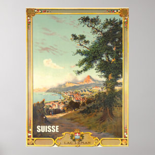 Landweg bij Lac Leman, Zwitserland Poster