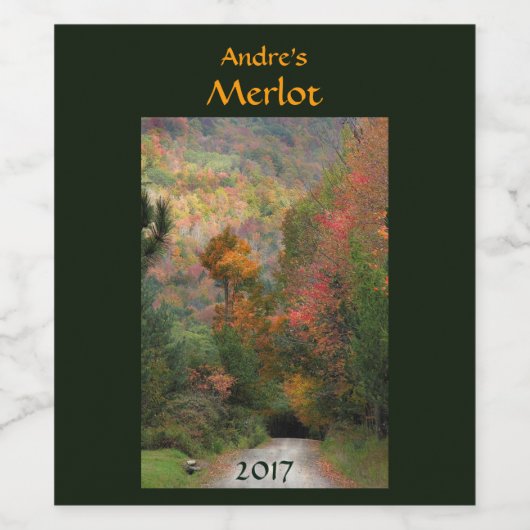 Landweg in Herfst Wijn Label Wijn Etiket (Enkel label)