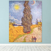 Landweg met cipres Vincent van Gogh Canvas Afdruk (Insitu (Houten vloer))