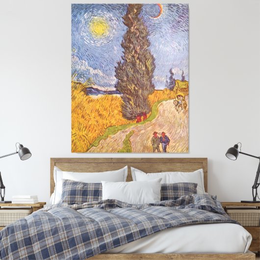 Landweg met cipres Vincent van Gogh Canvas Afdruk (Insitu (Slaapkamer))