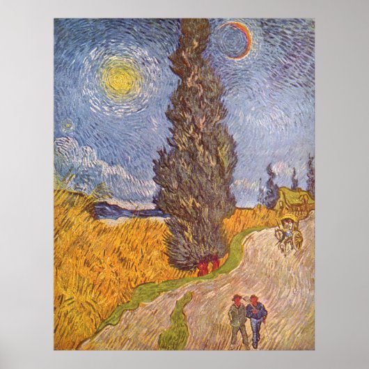 Landweg met cipres Vincent van Gogh Poster (Voorkant)