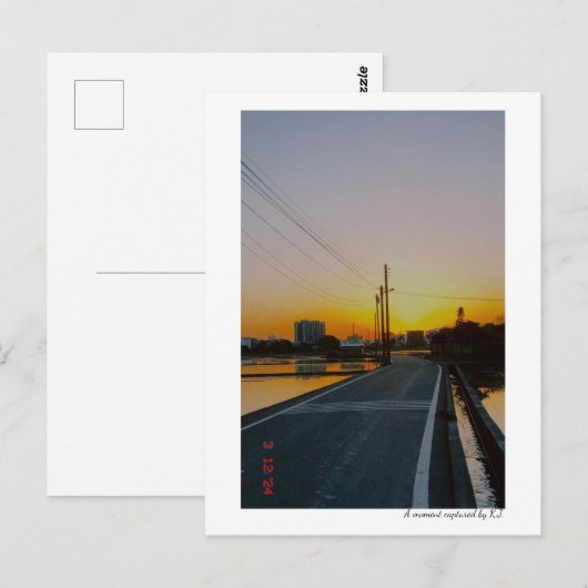 landweg zonsondergang Lente Briefkaart (Voorkant / Achterkant)