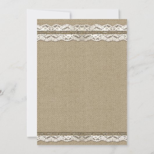 Landwijn Burlap en Lace Wedding Invitations Kaart (Achterkant)