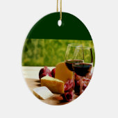 Landwijn, kaas en fruit keramisch ornament (Rechts)