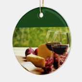 Landwijn, kaas en fruit keramisch ornament (Links)