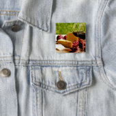 Landwijn, kaas en fruit vierkante button 5,1 cm (In situ)
