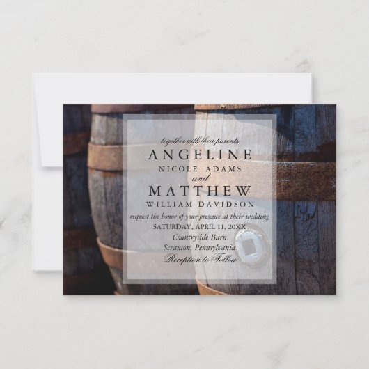 Landwijnbouw en bijtende zegelbruiloft kaart (Voorkant)