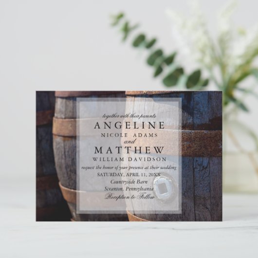 Landwijnbouw en bijtende zegelbruiloft kaart (Staand voorkant)