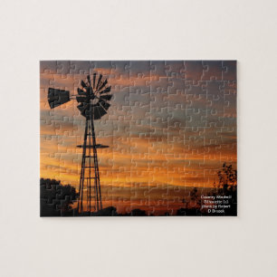 Landwindmolen Silhouette Puzzle Legpuzzel