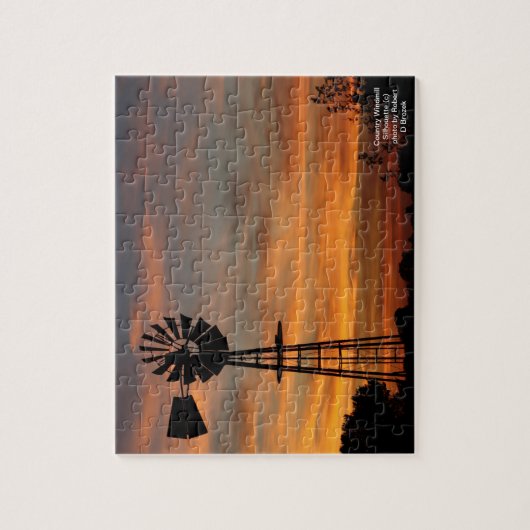 Landwindmolen Silhouette Puzzle Legpuzzel (Verticaal)