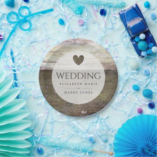 Landwoudheartbruiloft Papieren Bordje (Feest)