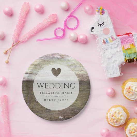 Landwoudheartbruiloft Papieren Bordje (Feest)