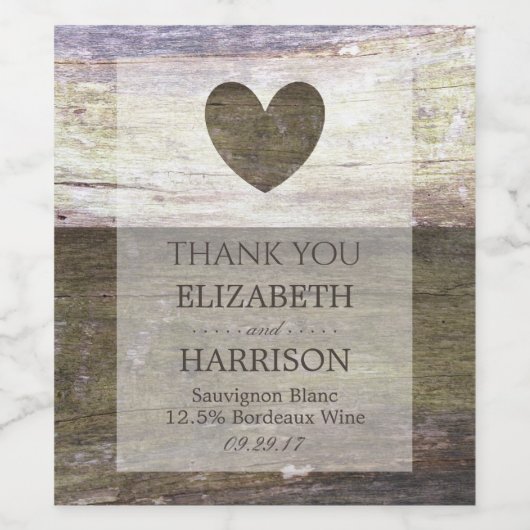 Landwoudheartbruiloft Wijn Etiket (Enkel label)