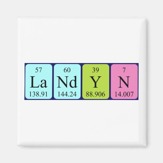 Landyn periodieke tabelnaam magnet (Voorkant)