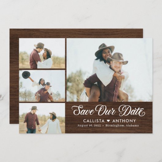 Landzijde bijtende bruiloft bespaart de datum-Kaar Bedankkaart (Voorkant / Achterkant)