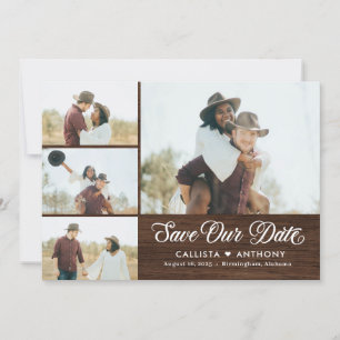 Landzijde bijtende bruiloft bespaart de datum-Kaar Bedankkaart