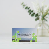 Landzijde windmolens | Groen lederen patroon Visitekaartje (Staand voorkant)