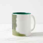 Landzijdelingse rit tweekleurige koffiemok (Voorkant rechts)