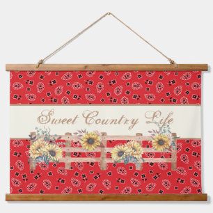 Landzonnebloemen op Bandana Print Custom Hangend Wandkleed