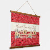 Landzonnebloemen op Bandana Print Custom Hangend Wandkleed (Gebogen)