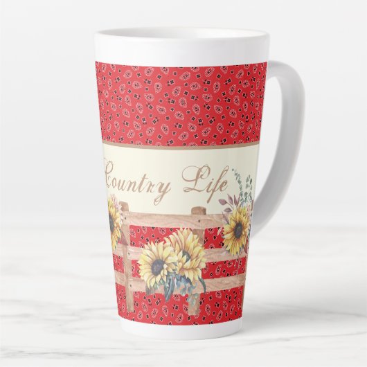 Landzonnebloemen op Bandana Print Custom Latte Mok (Rechterhoek)