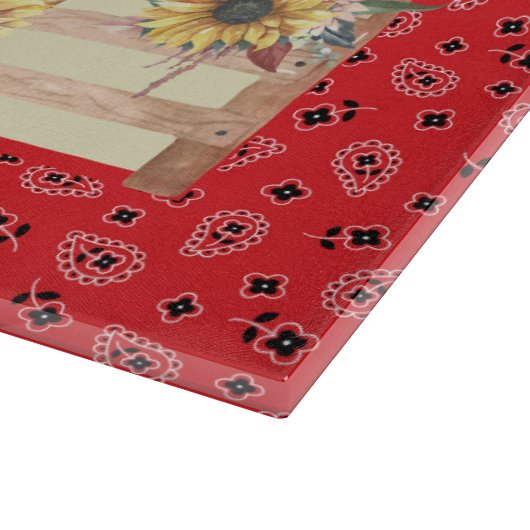 Landzonnebloemen op Bandana Print Custom Snijplank (Hoek)