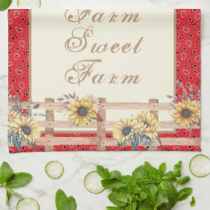 Landzonnebloemen op Bandana Print Custom Theedoek