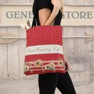 Landzonnebloemen op Bandana Print Custom Tote Bag