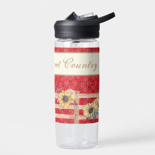 Landzonnebloemen op Bandana Print Custom Waterfles (Links)