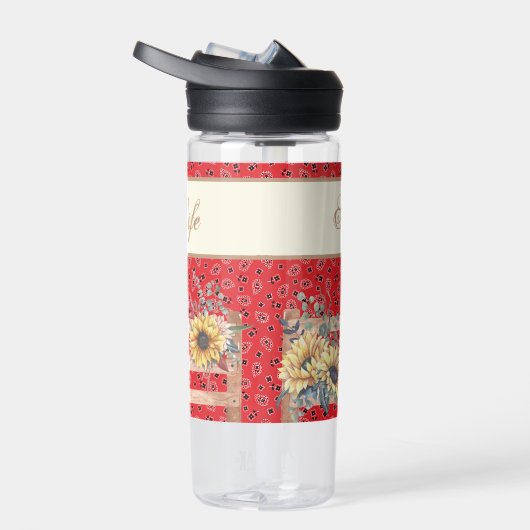 Landzonnebloemen op Bandana Print Custom Waterfles (Rechts)