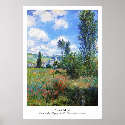 Lane in Poppy Fields Saint-Martin Claude Monet Poster (Voorkant)