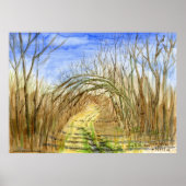 "Lane met Arched Branches" waterverf landschap Poster (Voorkant)