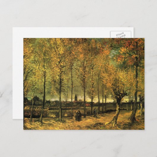 Lane met Poplars van Vincent van Gogh Briefkaart (Voorkant / Achterkant)
