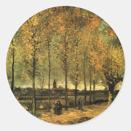 Lane met Poplars van Vincent van Gogh Ronde Sticker (Voorkant)