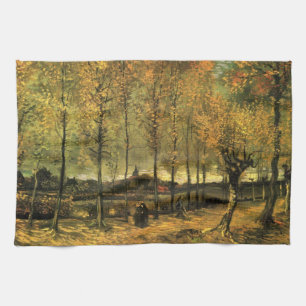 Lane met Poplars van Vincent van Gogh Theedoek