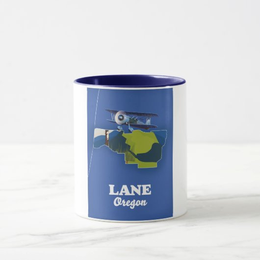Lane Oregon Reiskaart Mok (Midden)