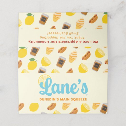 Lane's Lemonade Loyalty Kaart (Buitenkant ongevouwen)