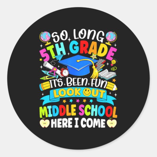 Lang 5e leerjaar leuk geweest opgepast middelbare ronde sticker (Voorkant)