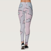 Lang abstract violetroze legging (Achterkant)