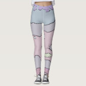 Lang abstract violetroze legging (Voorkant)