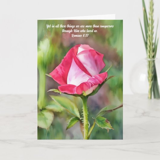 Lang en roze Rose Bijbel Verse Art Note Kaart (Voorkant)