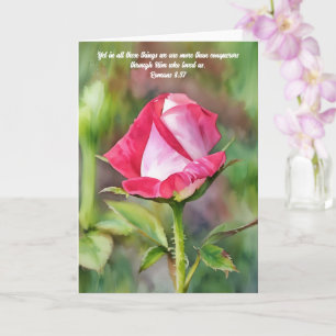 Lang en roze Rose Bijbel Verse Art Note Kaart