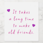 Lang geleden, oude vrienden wijn etiket (Enkel label)