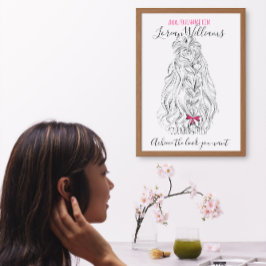 Lang golvend haar met een strik  Hairstyling brand Canvas Afdruk