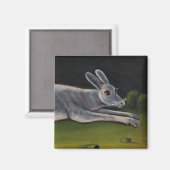 Lang grijze konijn springt over velden magneet (Voorkant / Achterkant)