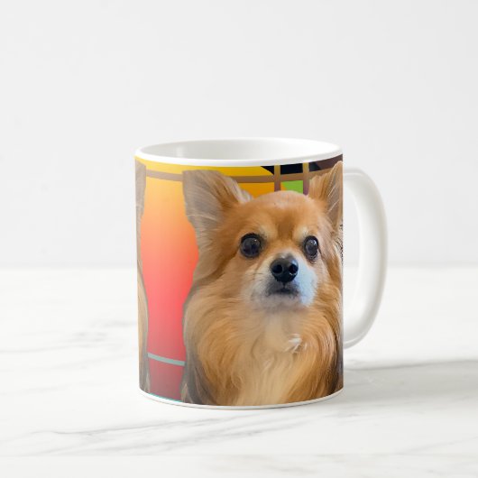 Lang haar Chihuahua genaamd Dylan Koffiemok (Voorkant rechts)