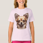 Lang haar Chihuahua hond T-shirt (Voorkant)